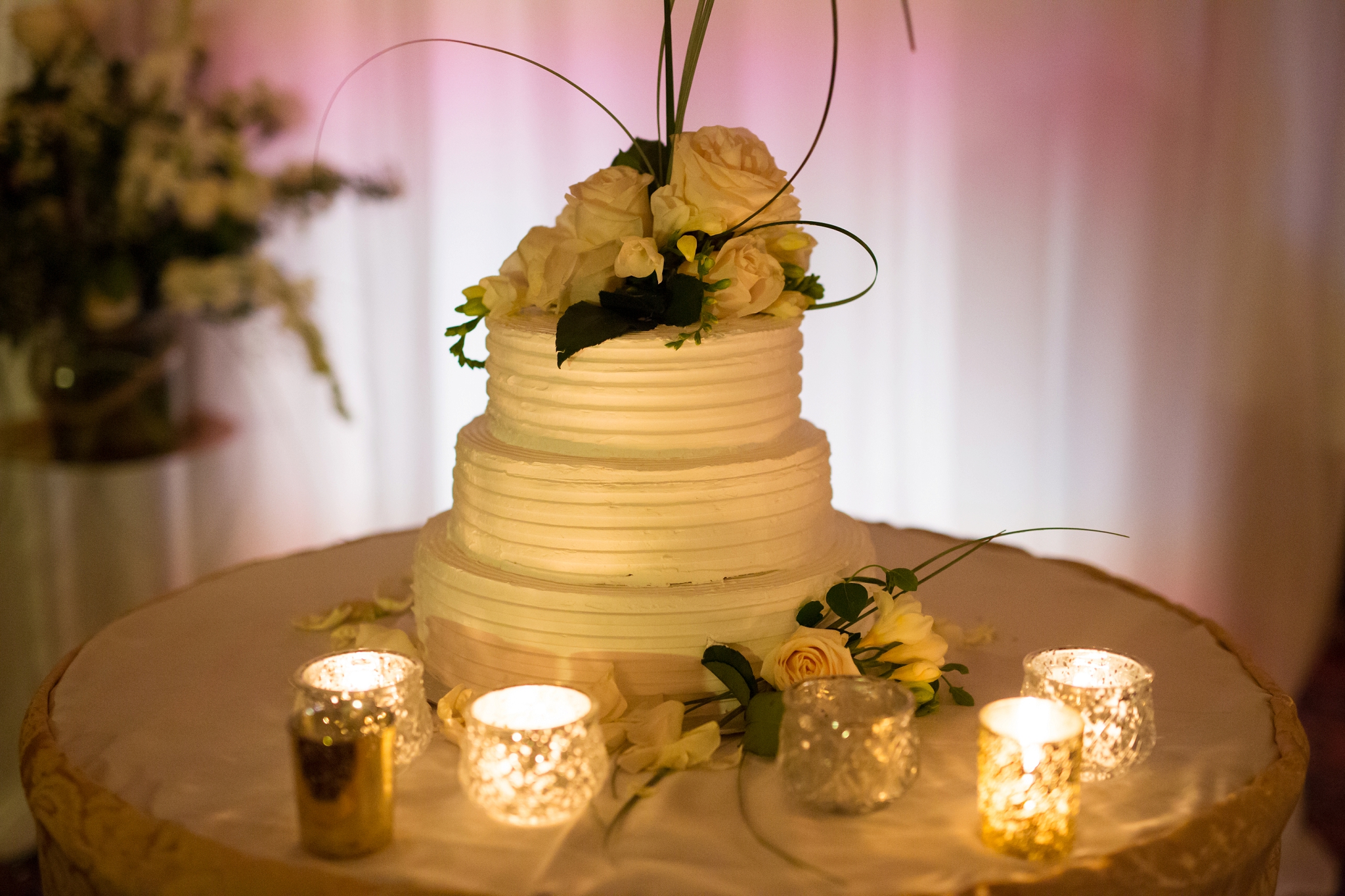 Medicine Hat Lodge Wedding Photos Romantic Candle Lit Reception Cake