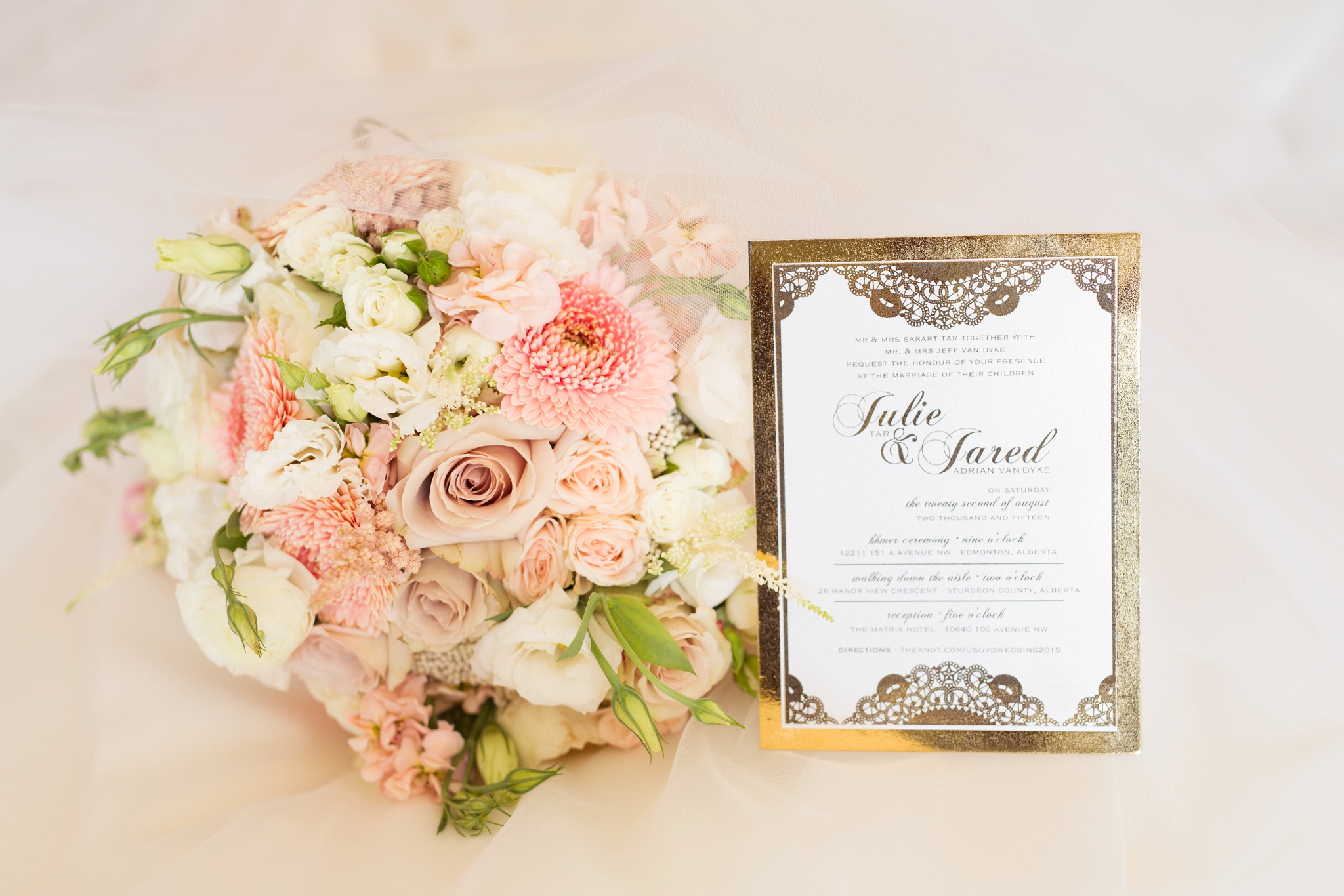 studio bloom wedding flowers gold invitation