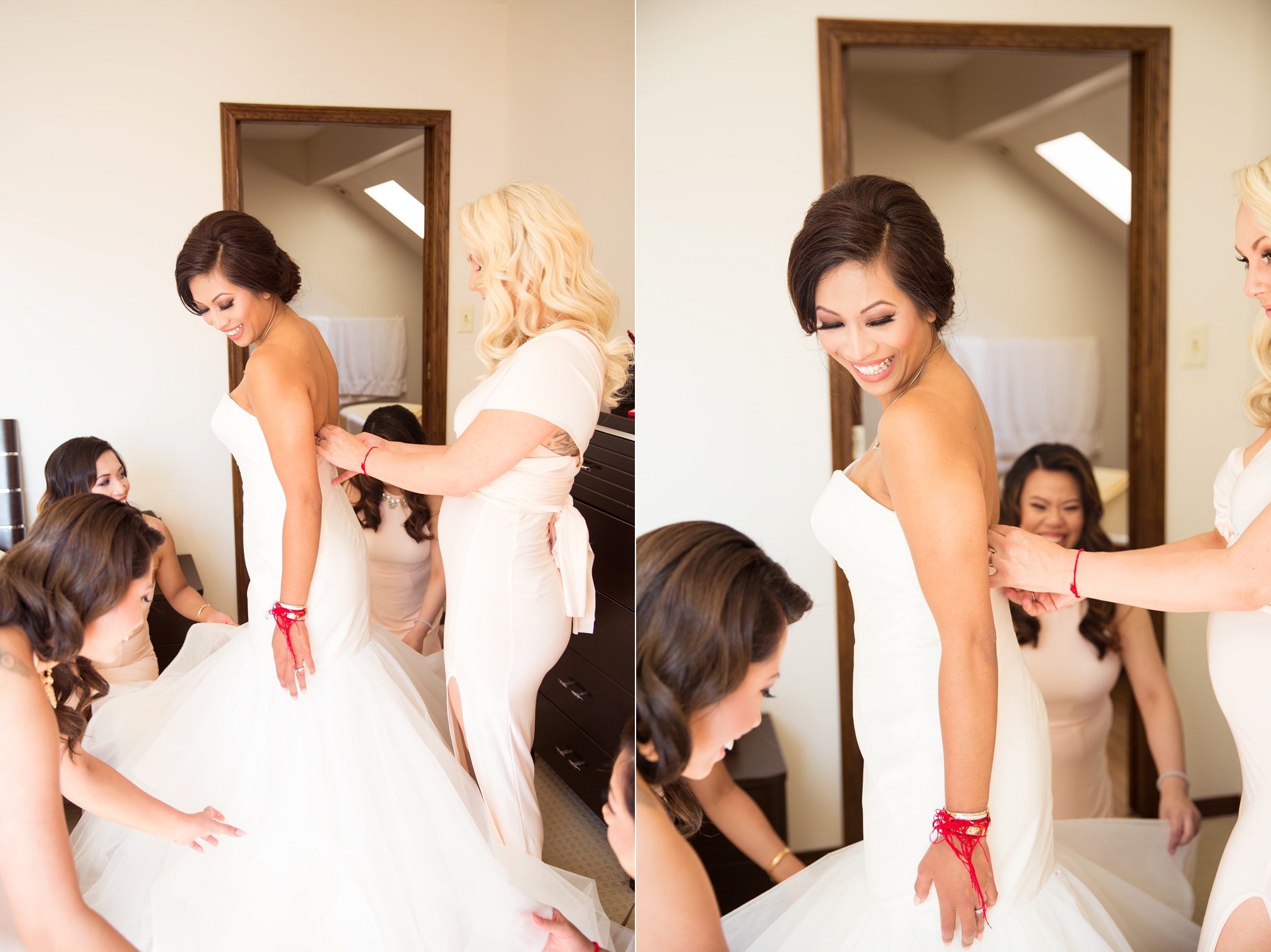 bride getting ready natural light hayley paige dress