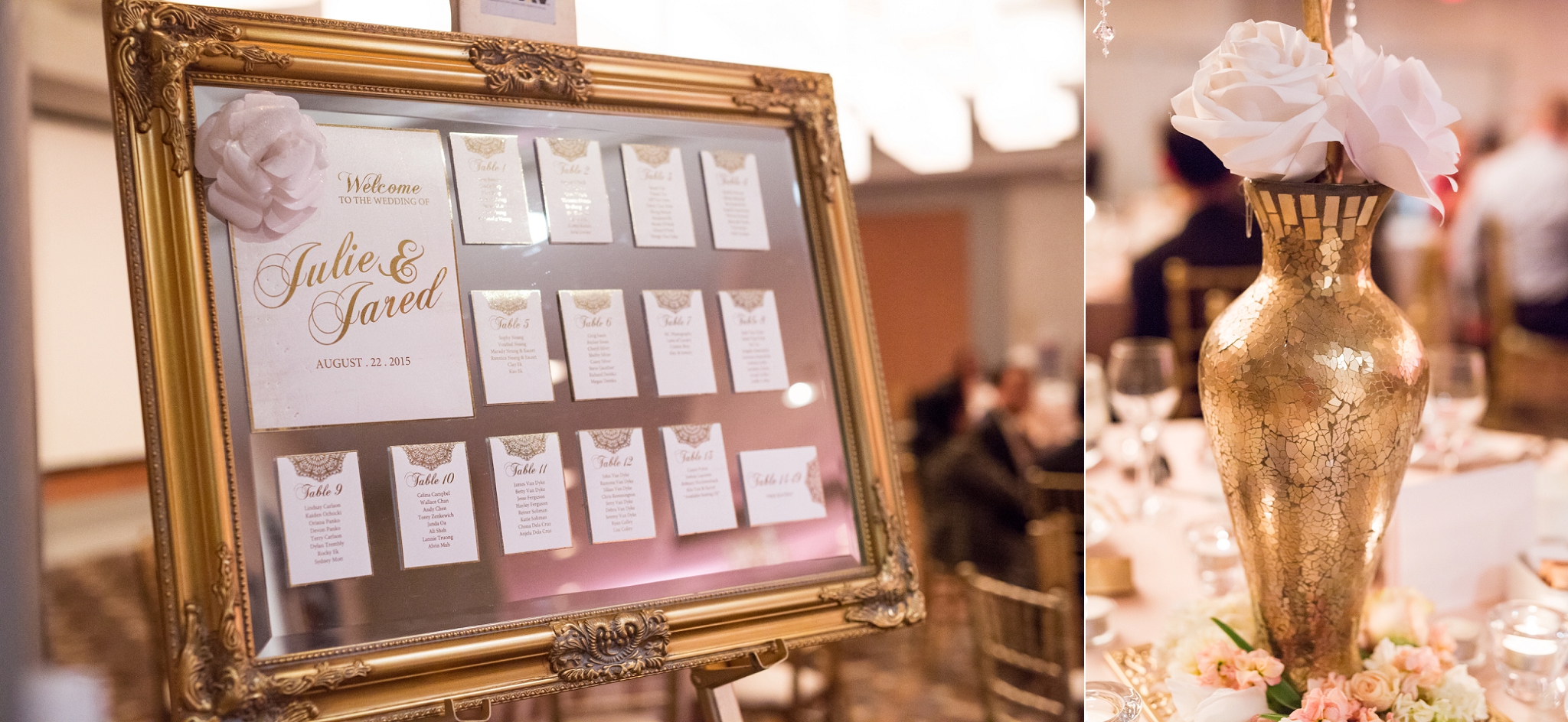matrix hotel edmonton wedding photos blush and gold wedding decor seating chart