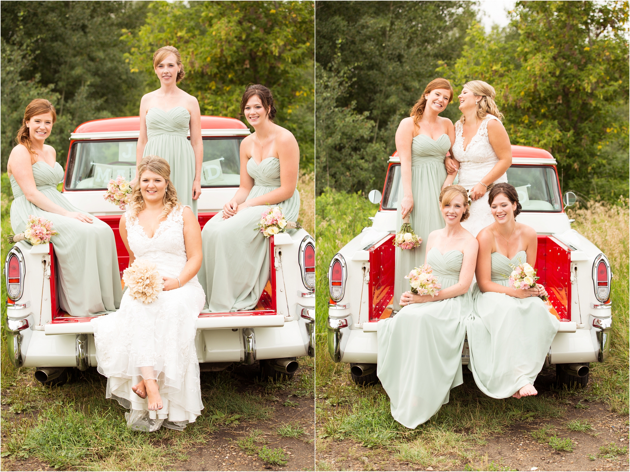 mint bridesmaids dresses edmonton wedding photographer