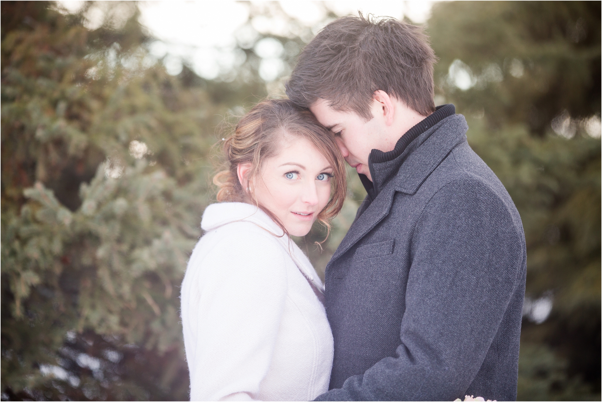 romantic winter wedding photos bride and groom