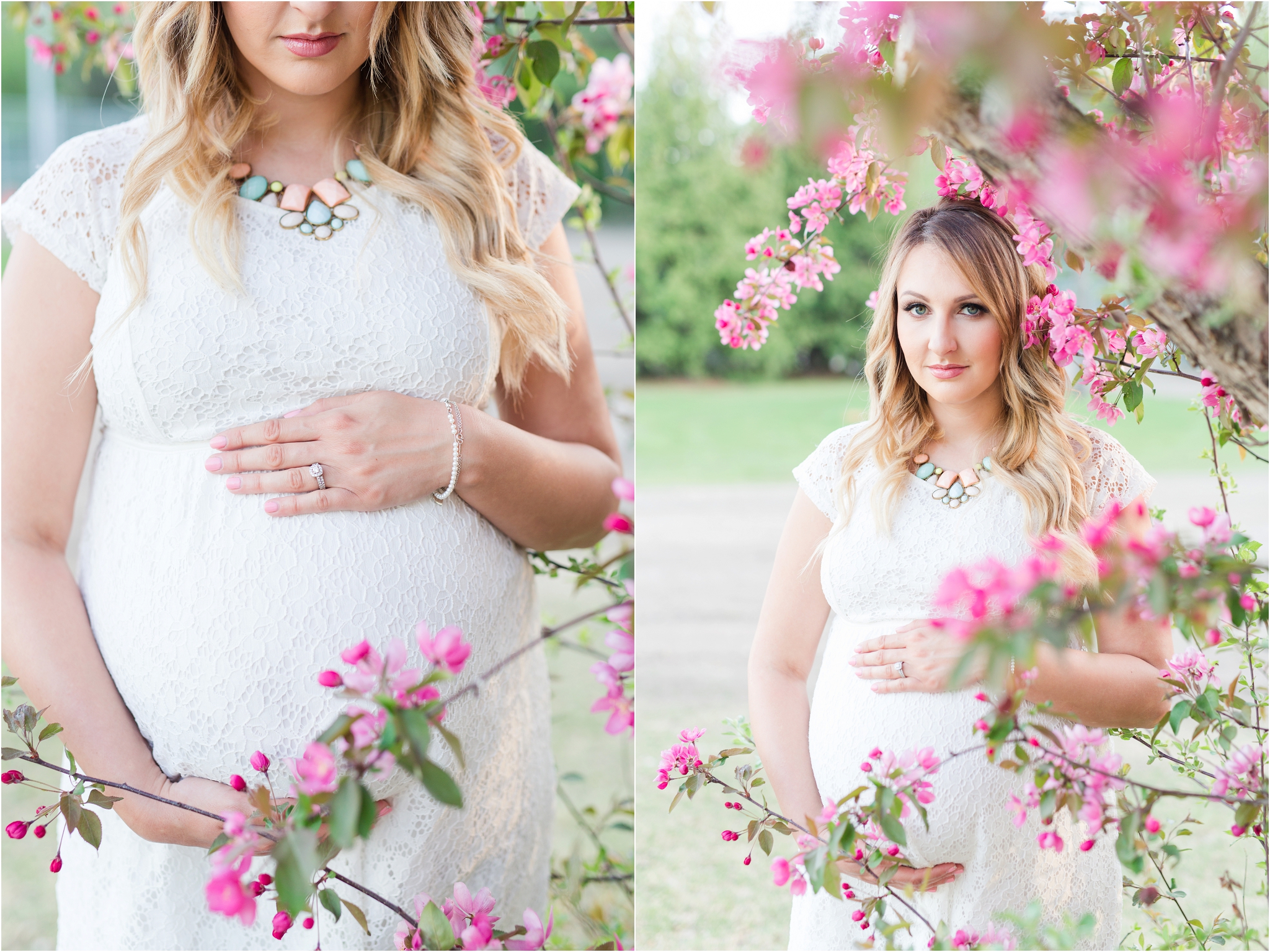 edmonton maternity photos in blossoms