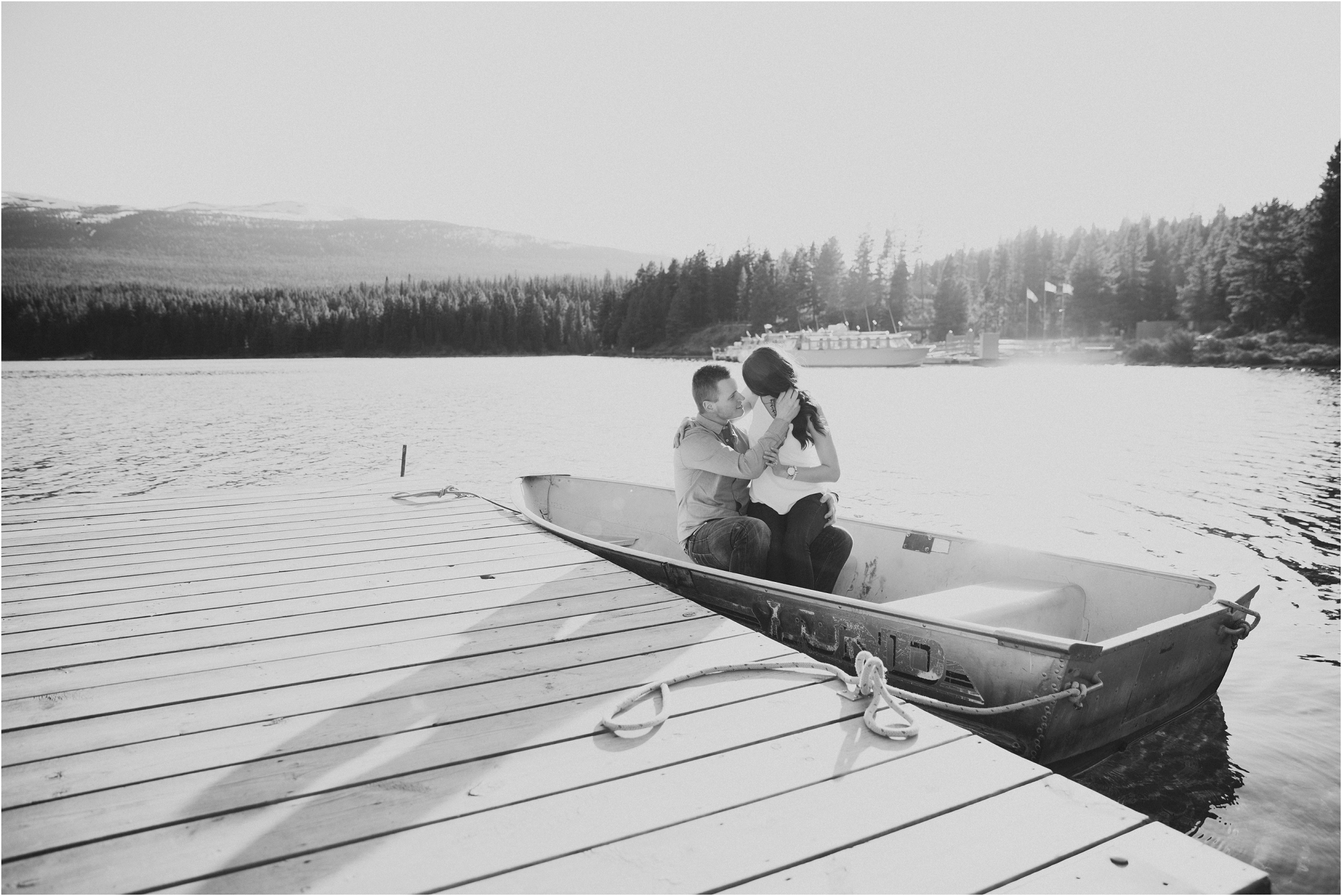 jasper engagement photos mountains canoes