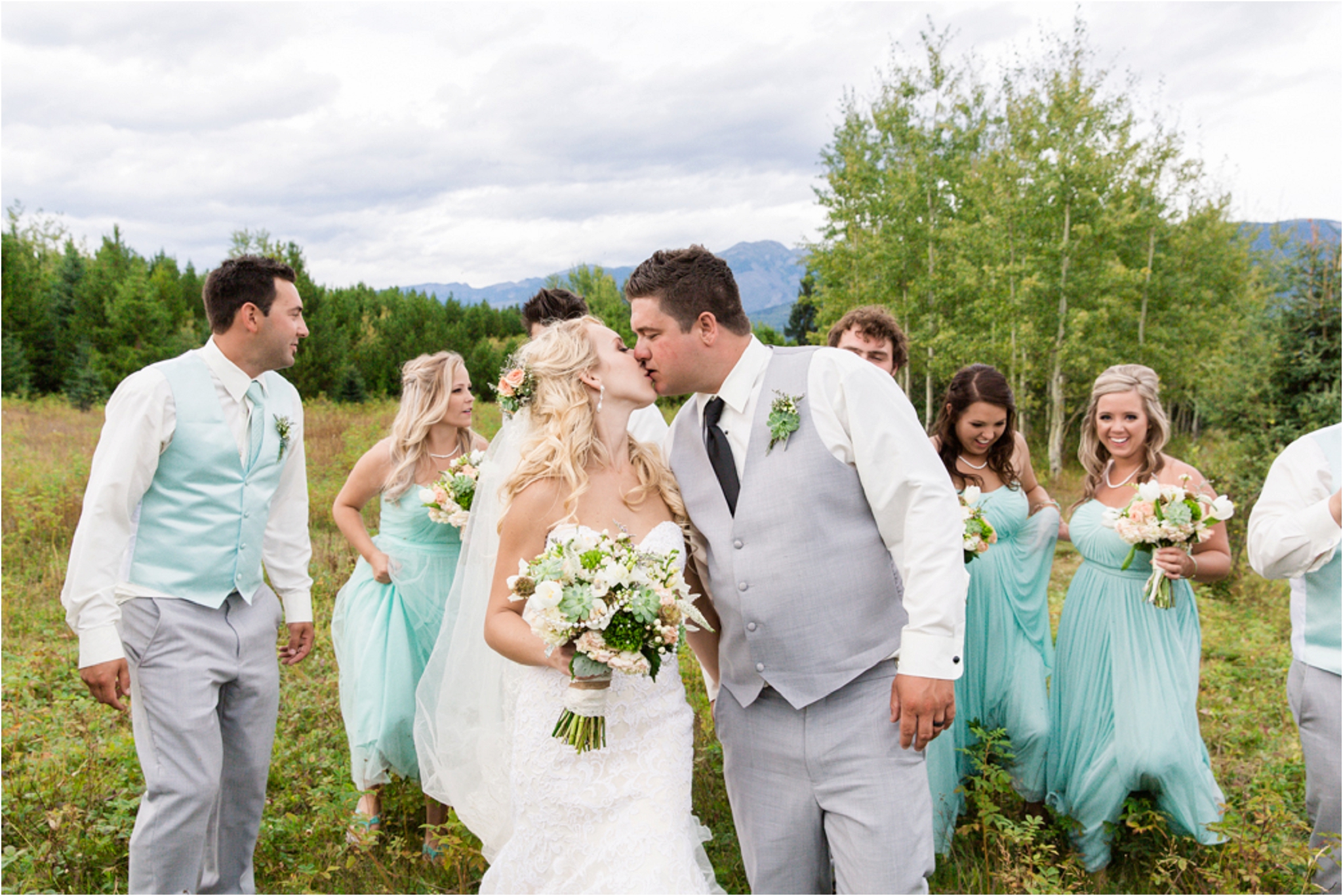mountain wedding photos mint bridesmaid dresses edmonton wedding photography