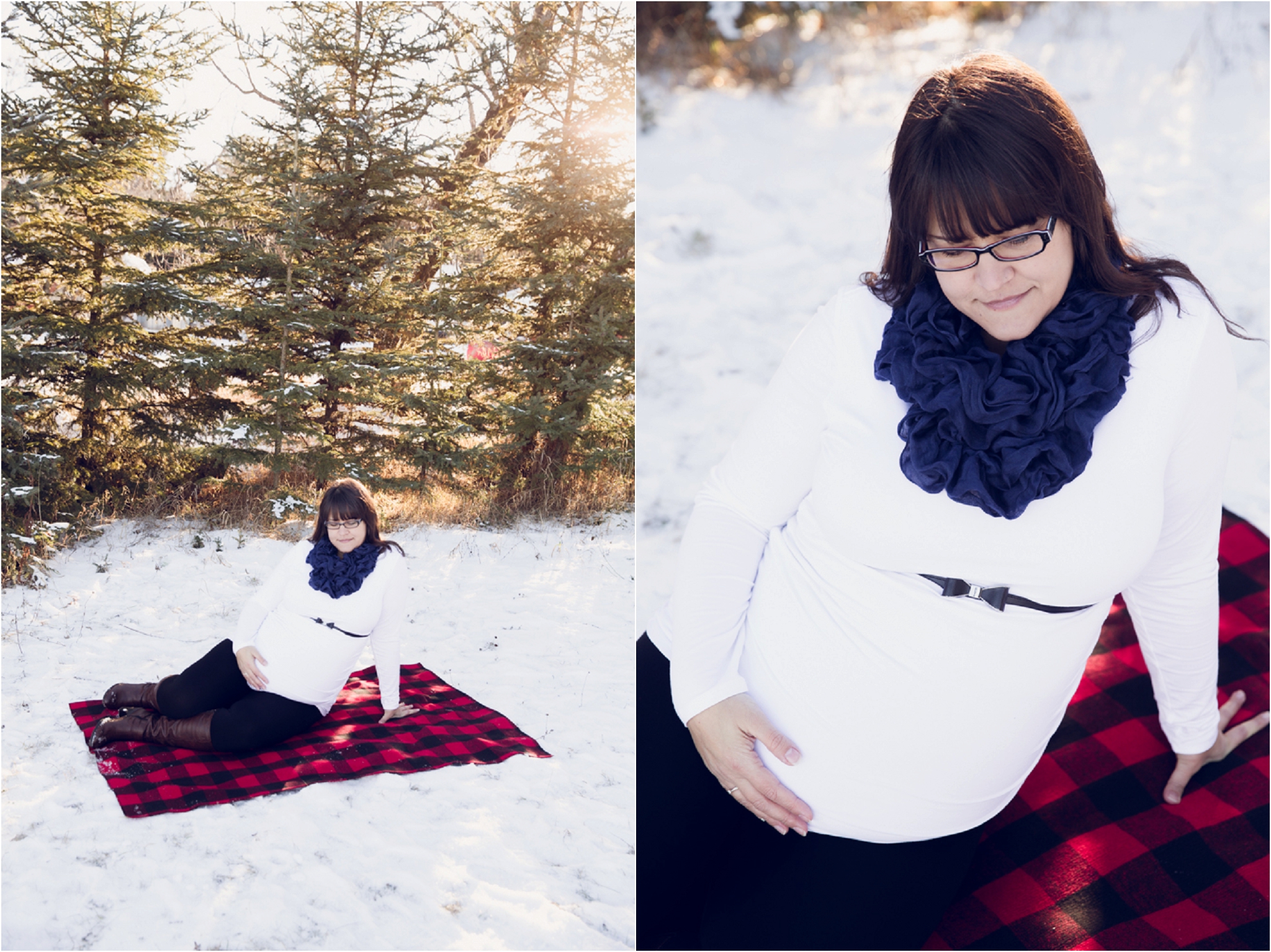 Winter Maternity Photos Dot Boxed NC Photography