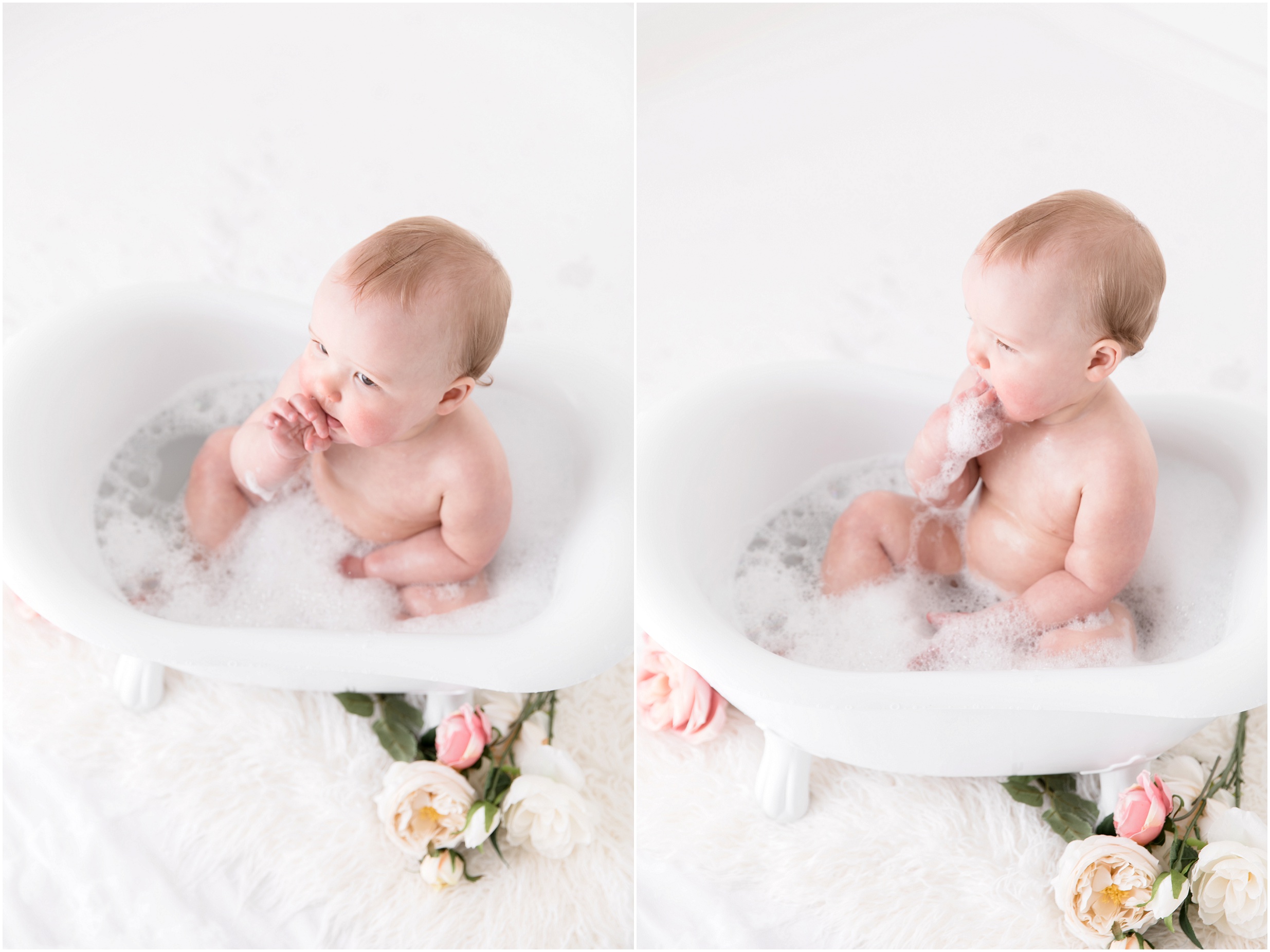 bubble bath photos, cake smash, edmonton family photographer, nc photography, first birthday photos, milk bath photos
